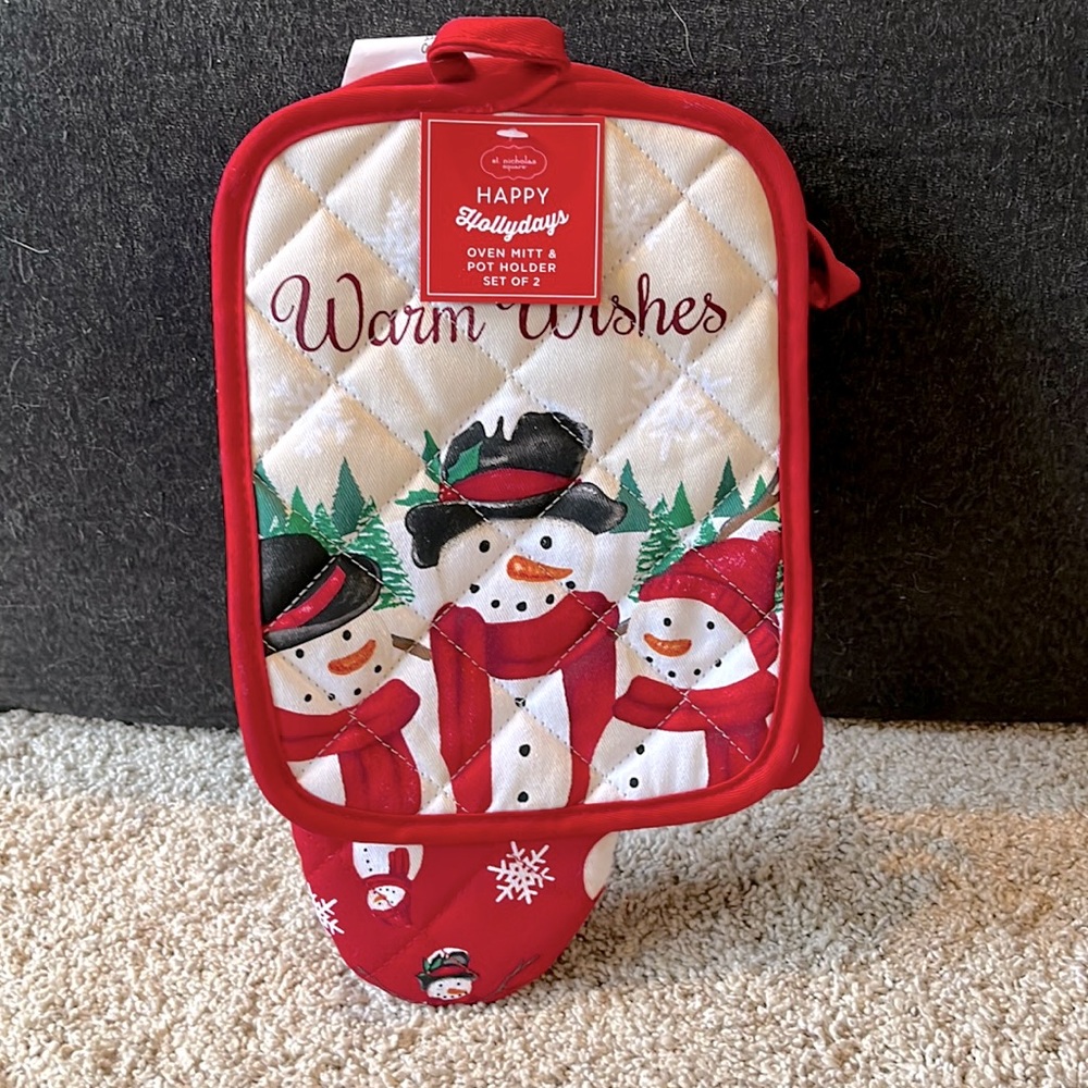 Christmas oven mitt & pot holder set
